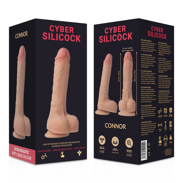 CYBER SILICOCK - STRAP-ON CONNOR SILICONE LIQUIDE AVEC 3 ANNEAUX GRATUITS 20.5 CM -O- 3.7 CM-CYBER SILICOCK-sextoys-lingerie-bdsm-hygiène-sexshop