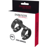 DARKNESS – ANNEAU DE PÉNIS ET TESTICULES RÉGLABLE EN CUIR