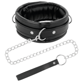 DARKNESS - COLLIER EN CUIR SOUPLE AVEC CHAÎNE-DARKNESS BONDAGE-sextoys-lingerie-bdsm-hygiène-sexshop