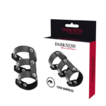 DARKNESS - DOUBLE ANNEAU DE PÉNIS ET TESTICULES EN CUIR RÉGLABLE-DARKNESS BONDAGE-sextoys-lingerie-bdsm-hygiène-sexshop