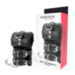 DARKNESS - MENOTTES AJUSTABLES EN CUIR NOIR AVEC DOUBLURE-DARKNESS BONDAGE-sextoys-lingerie-bdsm-hygiène-sexshop