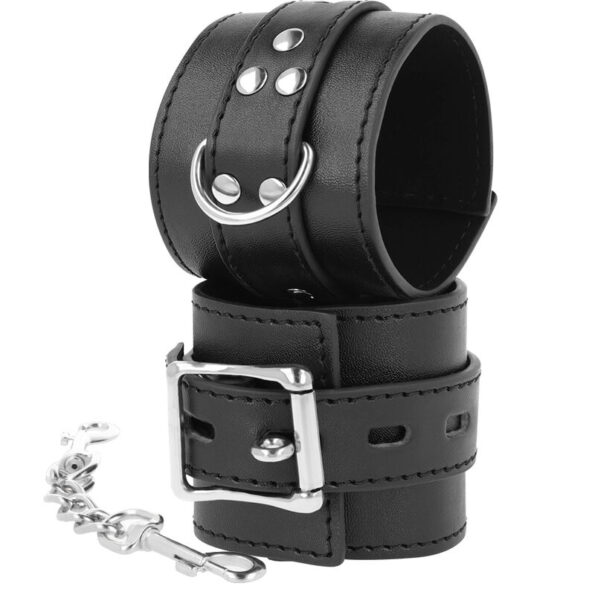 DARKNESS - MENOTTES EN CUIR NOIR-DARKNESS BONDAGE-sextoys-lingerie-bdsm-hygiène-sexshop