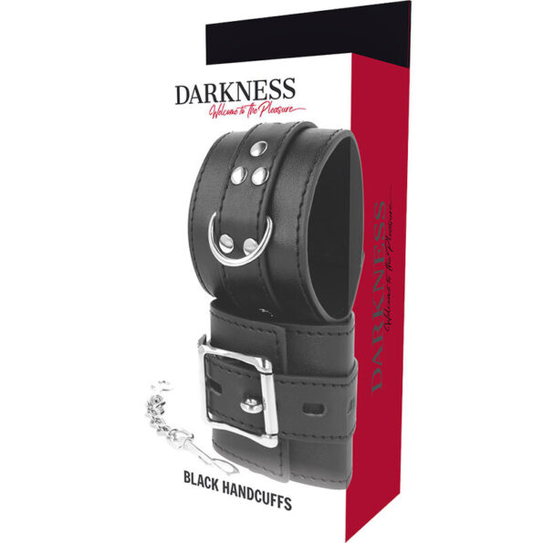 DARKNESS - MENOTTES EN CUIR NOIR-DARKNESS BONDAGE-sextoys-lingerie-bdsm-hygiène-sexshop