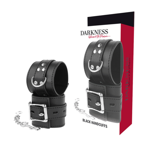 DARKNESS - MENOTTES EN CUIR NOIR-DARKNESS BONDAGE-sextoys-lingerie-bdsm-hygiène-sexshop