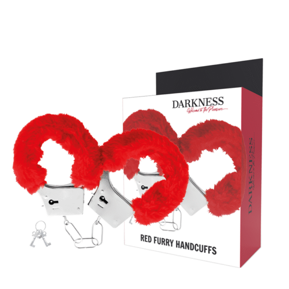 DARKNESS - MENOTTES EN MÉTAL DOUBLÉES ROUGES-DARKNESS BONDAGE-sextoys-lingerie-bdsm-hygiène-sexshop