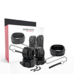 DARKNESS - MENOTTES ET COLLIER EN CUIR NOIR-DARKNESS-sextoys-lingerie-bdsm-hygiène-sexshop