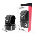 DARKNESS - MENOTTES RÉGLABLES NOIRES AVEC DOUBLE RUBAN DE RENFORT-DARKNESS BONDAGE-sextoys-lingerie-bdsm-hygiène-sexshop