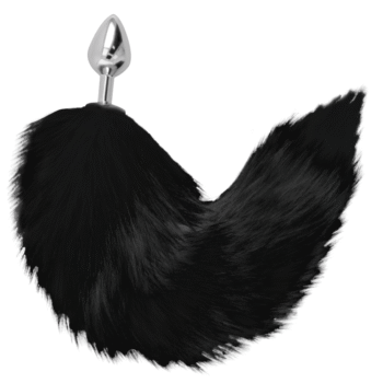 DARKNESS - PLUG ANAL ARGENT 8 CM AVEC QUEUE NOIRE-DARKNESS ANAL-sextoys-lingerie-bdsm-hygiène-sexshop