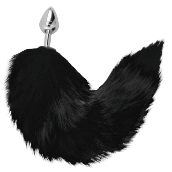 DARKNESS - PLUG ANAL ARGENT 8 CM AVEC QUEUE NOIRE-DARKNESS ANAL-sextoys-lingerie-bdsm-hygiène-sexshop