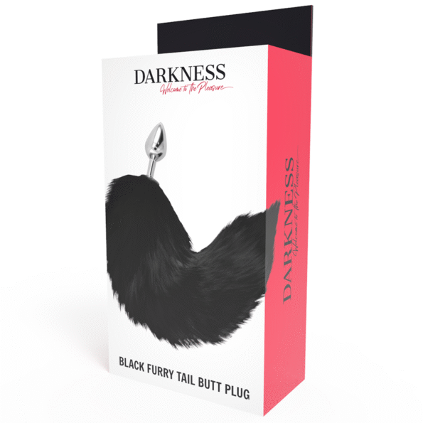 DARKNESS - PLUG ANAL ARGENT 8 CM AVEC QUEUE NOIRE-DARKNESS ANAL-sextoys-lingerie-bdsm-hygiène-sexshop