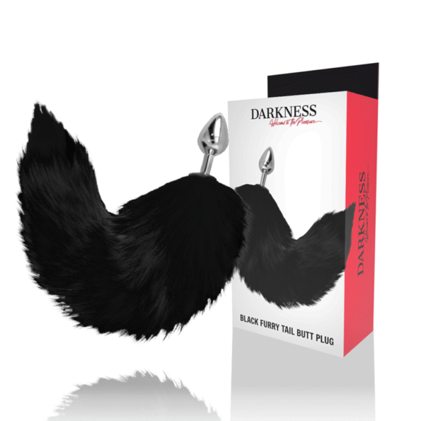 DARKNESS - PLUG ANAL ARGENT 8 CM AVEC QUEUE NOIRE-DARKNESS ANAL-sextoys-lingerie-bdsm-hygiène-sexshop