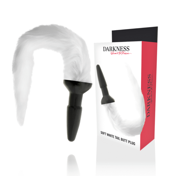 DARKNESS - PLUG ANAL EN SILICONE AVEC QUEUE BLANCHE-DARKNESS ANAL-sextoys-lingerie-bdsm-hygiène-sexshop