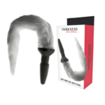 DARKNESS - PLUG ANAL EN SILICONE AVEC QUEUE GRISE-DARKNESS ANAL-sextoys-lingerie-bdsm-hygiène-sexshop