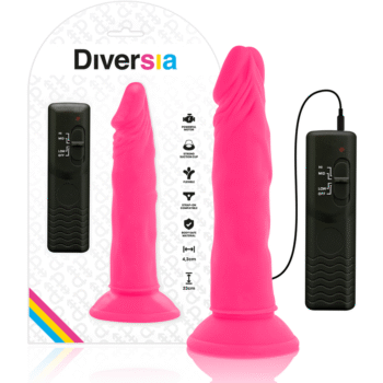DIVERSIA - DILDO SOUPLE AVEC VIBRATION ROSE 23 CM -O- 4.3 CM-DIVERSIA-sextoys-lingerie-bdsm-hygiène-sexshop