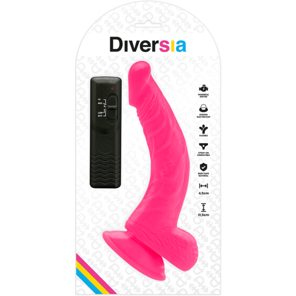 DIVERSIA - DILDO VIBRANT FLEXIBLE ROSE 21.5 CM -O- 4.5 CM-DIVERSIA-sextoys-lingerie-bdsm-hygiène-sexshop