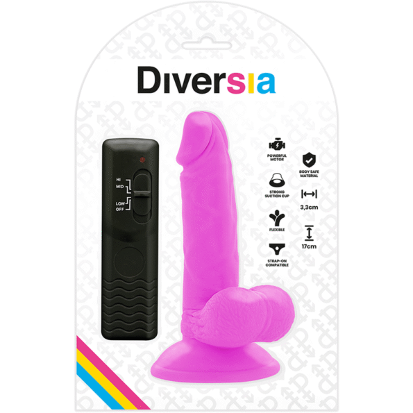 DIVERSIA - DILDO VIBRANT FLEXIBLE VIOLET 17 CM -O- 3.3 CM-DIVERSIA-sextoys-lingerie-bdsm-hygiène-sexshop