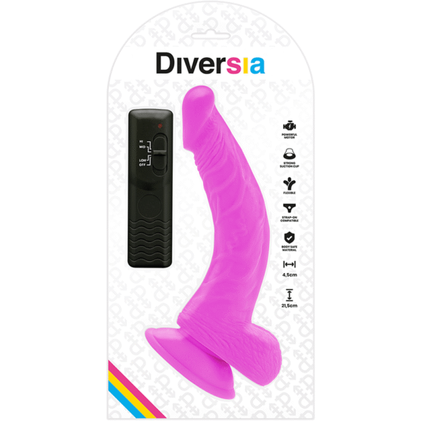 DIVERSIA - DILDO VIBRANT FLEXIBLE VIOLET 21.5 CM -O- 4.5 CM-DIVERSIA-sextoys-lingerie-bdsm-hygiène-sexshop