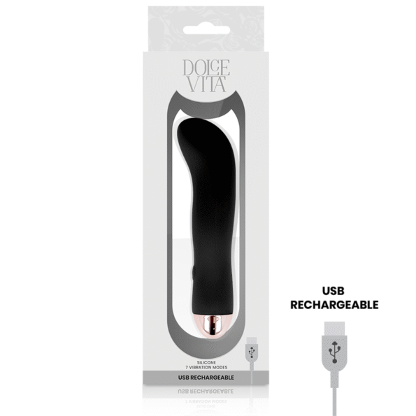 DOLCE VITA - VIBRATEUR RECHARGEABLE DEUX NOIR 7 VITESSES-DOLCE VITA-sextoys-lingerie-bdsm-hygiène-sexshop