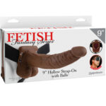 FETISH FANTASY SERIES – SANGLE CREUSE 9 AVEC BOULES 22.9CM MARRON
