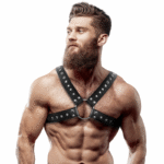 FETISH SUBMISSIVE ATTITUDE - HARNAIS DE POITRINE CROISÉ EN ÉCO-CUIR POUR HOMMES AVEC CLOUS-FETISH SUBMISSIVE ATTITUDE-sextoys-lingerie-bdsm-hygiène-sexshop