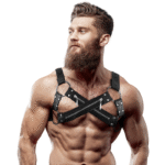 FETISH SUBMISSIVE ATTITUDE - HARNAIS DE POITRINE CROISÉ EN NÉOPRÈNE RÉGLABLE AVEC FERMETURES  GLISSIÈRE POUR HOMMES-FETISH SUBMISSIVE ATTITUDE-sextoys-lingerie-bdsm-hygiène-sexshop