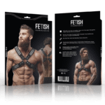 FETISH SUBMISSIVE ATTITUDE – HARNAIS EN CUIR ÉCOLOGIQUE POUR HOMMES  POITRINE CROISÉE AVEC RIVETS