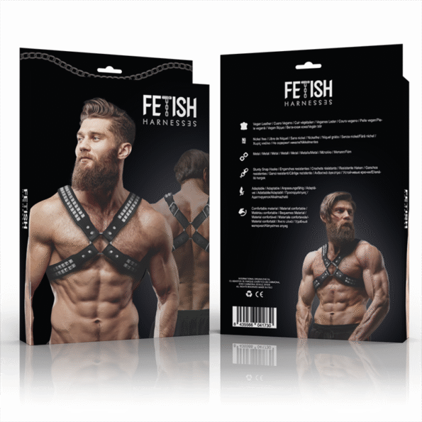 FETISH SUBMISSIVE ATTITUDE - HARNAIS EN CUIR ÉCOLOGIQUE POUR HOMMES  POITRINE CROISÉE AVEC RIVETS-FETISH SUBMISSIVE ATTITUDE-sextoys-lingerie-bdsm-hygiène-sexshop