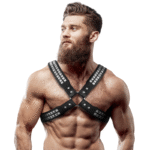 FETISH SUBMISSIVE ATTITUDE - HARNAIS EN CUIR ÉCOLOGIQUE POUR HOMMES  POITRINE CROISÉE AVEC RIVETS-FETISH SUBMISSIVE ATTITUDE-sextoys-lingerie-bdsm-hygiène-sexshop
