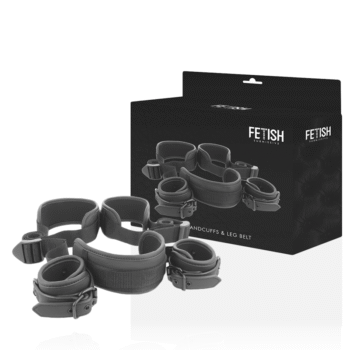 FETISH SUBMISSIVE - POSITION JAMBES OUVERTES AVEC MENOTTES DOUBLÉES EN NOPRÈNE-FETISH SUBMISSIVE BONDAGE-sextoys-lingerie-bdsm-hygiène-sexshop