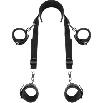 FETISH SUBMISSIVE - POSITION MAÎTRE AVEC 4 MENOTTES DOUBLÉES DE NOPRÈNE-FETISH SUBMISSIVE BONDAGE-sextoys-lingerie-bdsm-hygiène-sexshop