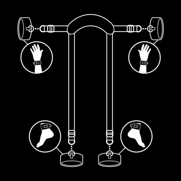 FETISH SUBMISSIVE - POSITION MAÎTRE AVEC 4 MENOTTES DOUBLÉES DE NOPRÈNE-FETISH SUBMISSIVE BONDAGE-sextoys-lingerie-bdsm-hygiène-sexshop