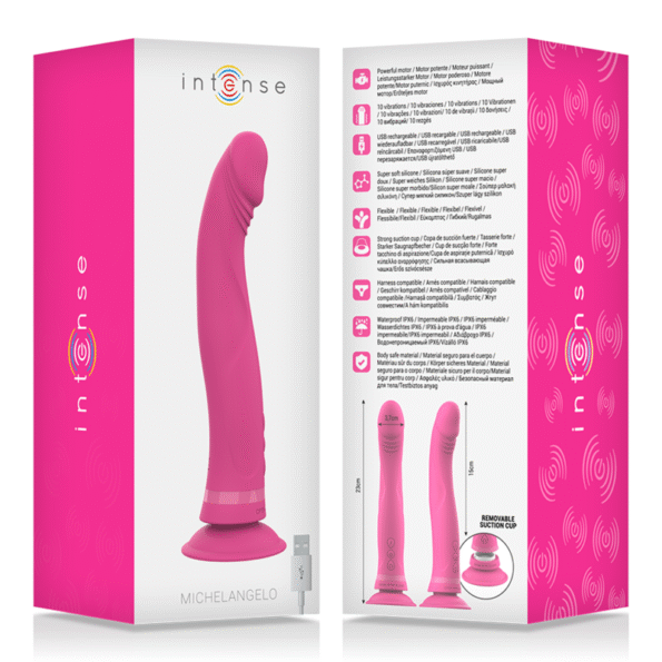 INTENSE - GODE VIBRATEUR EN SILICONE ROSE MICHELANGELO-INTENSE FUN-sextoys-lingerie-bdsm-hygiène-sexshop