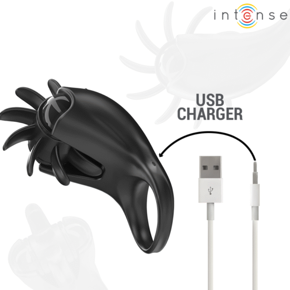 INTENSE - MABEL ANNEAU VIBRANT 10 VIBRATIONS AVEC STIMULATEUR DE CLITORIS NOIR-INTENSE COUPLES TOYS-sextoys-lingerie-bdsm-hygiène-sexshop