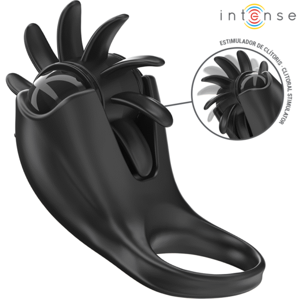 INTENSE - MABEL ANNEAU VIBRANT 10 VIBRATIONS AVEC STIMULATEUR DE CLITORIS NOIR-INTENSE COUPLES TOYS-sextoys-lingerie-bdsm-hygiène-sexshop