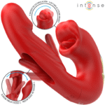 INTENSE – NATHY DOUBLE VIBRATEUR AVEC BOUCHE STIMULANTE MULTIFONCTION ROUGE