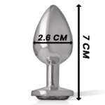 INTENSE – PLUG ANAL EN MÉTAL ALUMINIUM AVEC CRISTAL NOIR TAILLE S