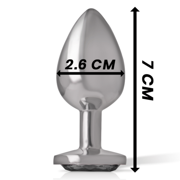 INTENSE - PLUG ANAL EN MÉTAL ALUMINIUM AVEC CRISTAL NOIR TAILLE S-INTENSE ANAL TOYS-sextoys-lingerie-bdsm-hygiène-sexshop