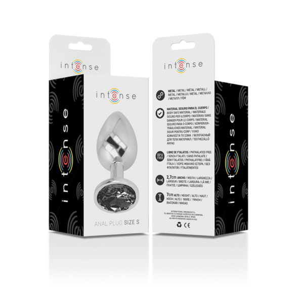 INTENSE - PLUG ANAL EN MÉTAL ALUMINIUM AVEC CRISTAL NOIR TAILLE S-INTENSE ANAL TOYS-sextoys-lingerie-bdsm-hygiène-sexshop