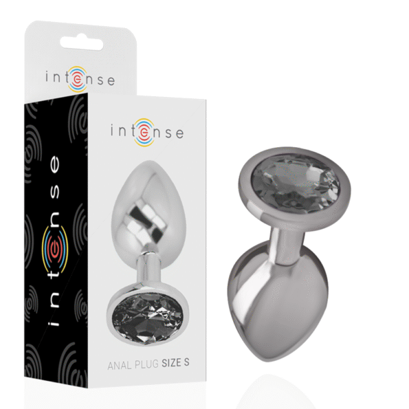 INTENSE - PLUG ANAL EN MÉTAL ALUMINIUM AVEC CRISTAL NOIR TAILLE S-INTENSE ANAL TOYS-sextoys-lingerie-bdsm-hygiène-sexshop