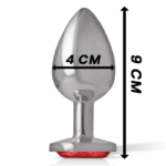 INTENSE – PLUG ANAL EN MÉTAL ALUMINIUM AVEC CRISTAL ROUGE TAILLE L