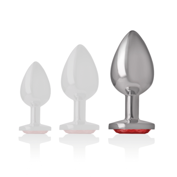 INTENSE - PLUG ANAL EN MÉTAL ALUMINIUM AVEC CRISTAL ROUGE TAILLE L-INTENSE ANAL TOYS-sextoys-lingerie-bdsm-hygiène-sexshop