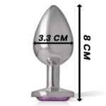 INTENSE – PLUG ANAL EN MÉTAL ALUMINIUM AVEC CRISTAL VIOLET TAILLE M