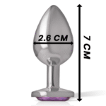INTENSE – PLUG ANAL EN MÉTAL ALUMINIUM AVEC CRISTAL VIOLET TAILLE S