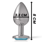INTENSE – PLUG ANAL EN MÉTAL ALUMINIUM AVEC VERRE BLEU TAILLE M