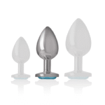 INTENSE – PLUG ANAL EN MÉTAL ALUMINIUM AVEC VERRE BLEU TAILLE M