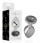 INTENSE - PLUG ANAL EN MÉTAL ALUMINIUM AVEC VERRE NOIR TAILLE M-INTENSE ANAL TOYS-sextoys-lingerie-bdsm-hygiène-sexshop