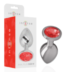 INTENSE – PLUG ANAL EN MÉTAL AVEC CRISTAL ROUGE TAILLE M