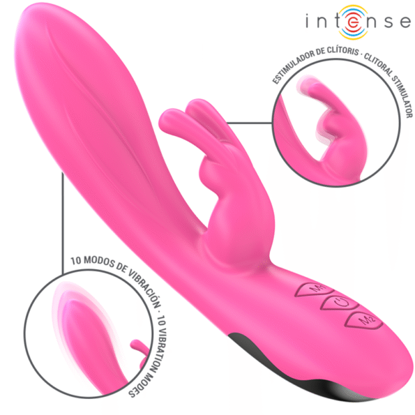 INTENSE - RANDALL VIBRATEUR RABBIT 10 VIBRATIONS ROSE-INTENSE FUN-sextoys-lingerie-bdsm-hygiène-sexshop