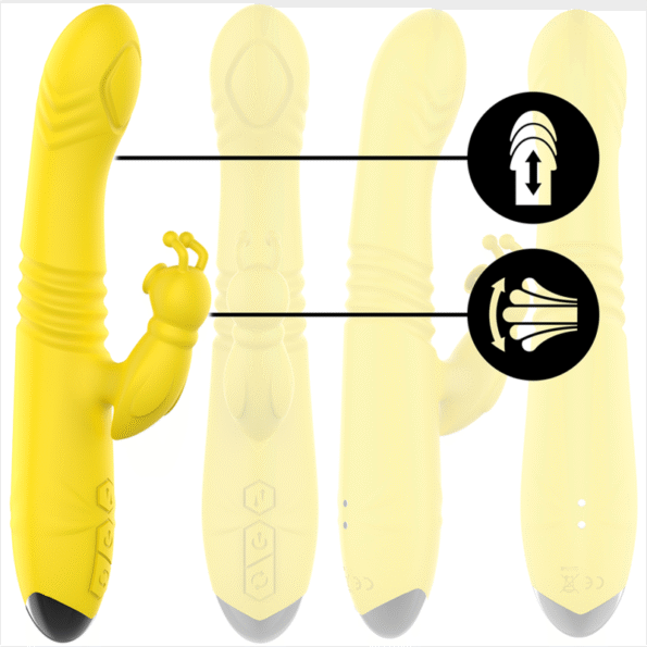 INTENSE - VIBRATEUR MULTIFONCTION TOKY UP & DOWN AVEC STIMULATEUR CLITORAL JAUNE-INTENSE FUN-sextoys-lingerie-bdsm-hygiène-sexshop
