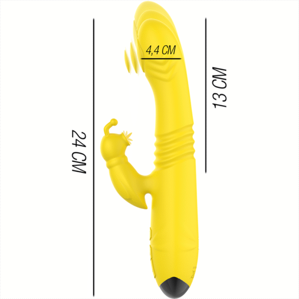 INTENSE - VIBRATEUR MULTIFONCTION TOKY UP & DOWN AVEC STIMULATEUR CLITORAL JAUNE-INTENSE FUN-sextoys-lingerie-bdsm-hygiène-sexshop